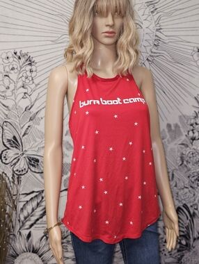 Like New Burn Boot Camp Racerback Tank Sz Medium Red With White Stars